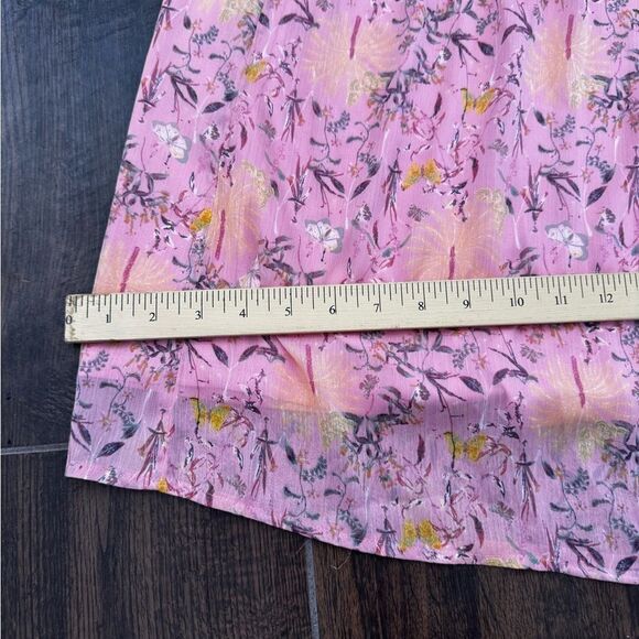 🌸 LAUREN CONRAD Conrad Pink Floral Smocked tea lenght  Midi Dress (XXL) - Picture 12 of 16